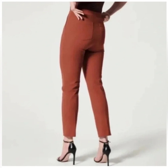 Spanx On The Go Women’s Ankle Slim Straight Stretch Bronze Glow Pant Size LP - Picture 2 of 8